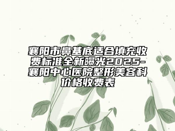 襄阳市鼻基底适合填充收费标准全新曝光2025-襄阳中心医院整形美容科价格收费表