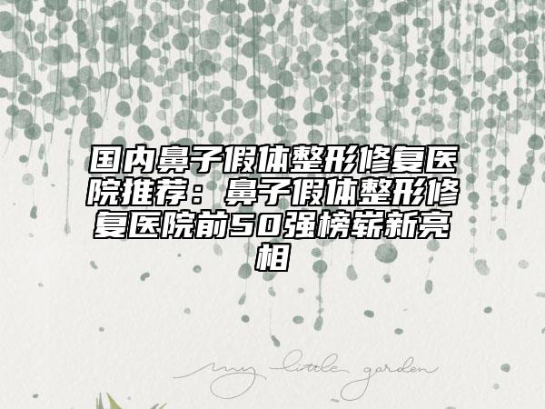 国内鼻子假体整形修复医院推荐：鼻子假体整形修复医院前50强榜崭新亮相