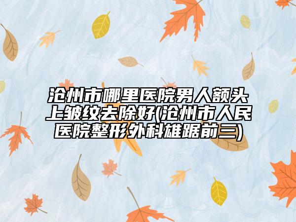 沧州市哪里医院男人额头上皱纹去除好(沧州市人民医院整形外科雄踞前三)