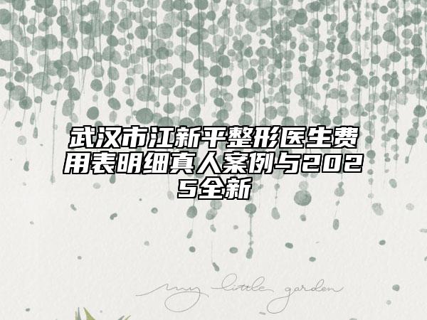 武汉市江新平整形医生费用表明细真人案例与2025全新