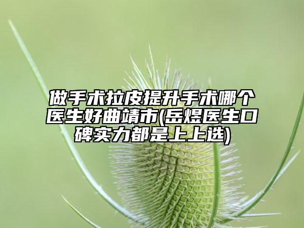做手术拉皮提升手术哪个医生好曲靖市(岳煜医生口碑实力都是上上选)