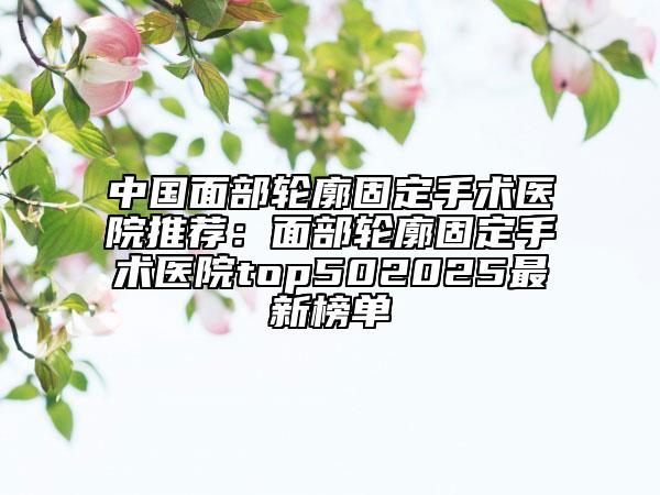 中国面部轮廓固定手术医院推荐：面部轮廓固定手术医院top502025最新榜单