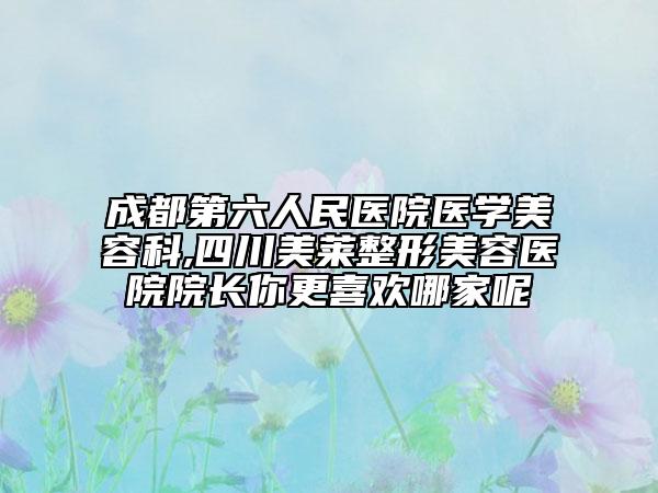 成都第六人民医院医学美容科,四川美莱整形美容医院院长你更喜欢哪家呢