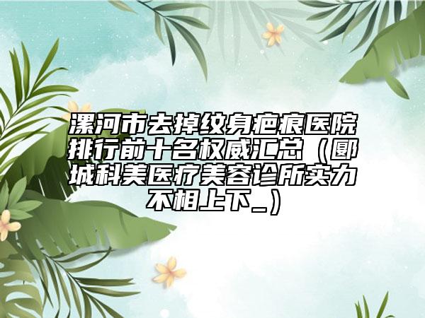 漯河市去掉纹身疤痕医院排行前十名权威汇总（郾城科美医疗美容诊所实力不相上下_）