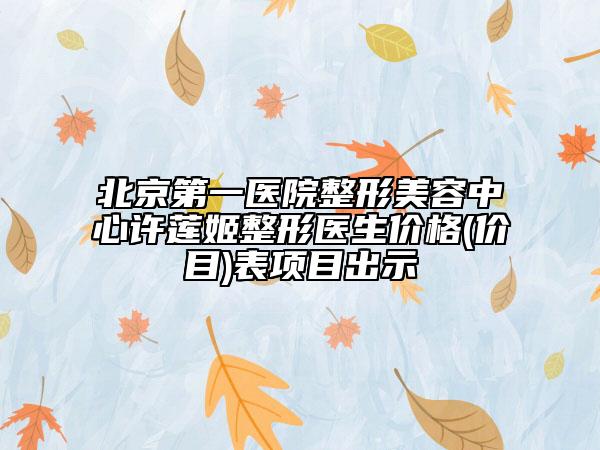 北京第一医院整形美容中心许莲姬整形医生价格(价目)表项目出示