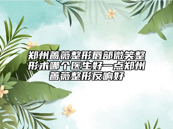 郑州蔷薇整形唇部微笑整形术哪个医生好一点郑州蔷薇整形反响好