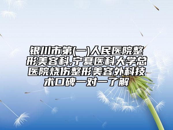 银川市第(一)人民医院整形美容科,宁夏医科大学总医院烧伤整形美容外科技术口碑一对一了解