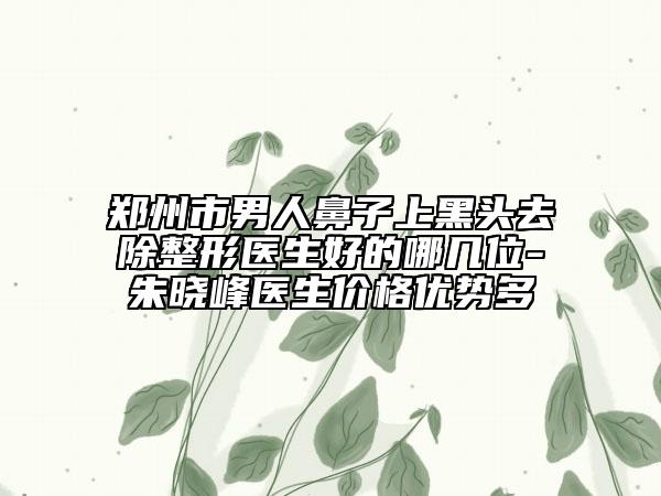 郑州市男人鼻子上黑头去除整形医生好的哪几位-朱晓峰医生价格优势多