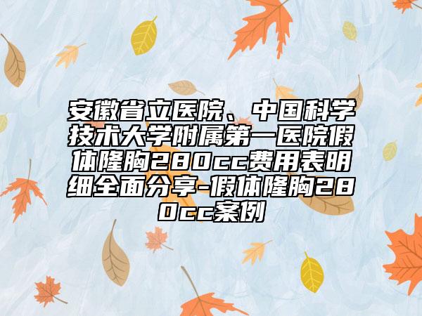 安徽省立医院、中国科学技术大学附属第一医院假体隆胸280cc费用表明细全面分享-假体隆胸280cc案例
