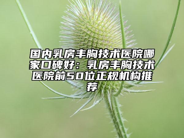 国内乳房丰胸技术医院哪家口碑好：乳房丰胸技术医院前50位正规机构推荐