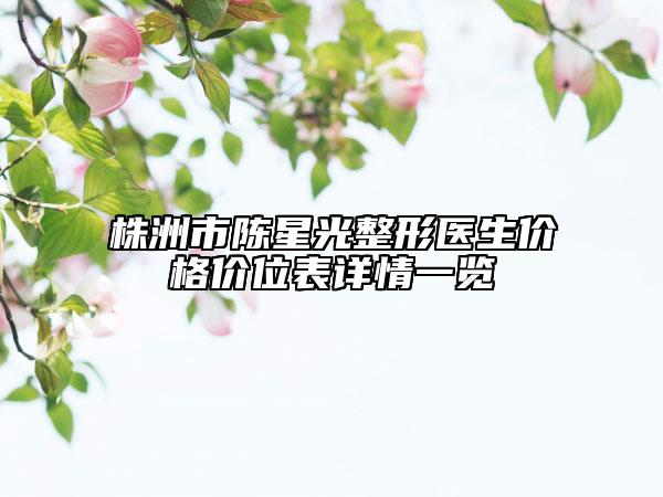 株洲市陈星光整形医生价格价位表详情一览