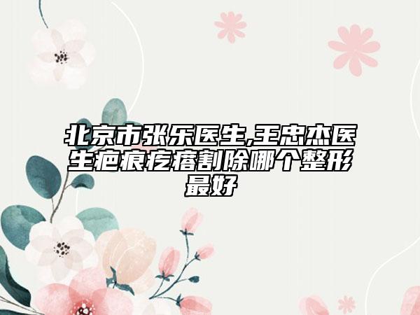 北京市张乐医生,王忠杰医生疤痕疙瘩割除哪个整形最好