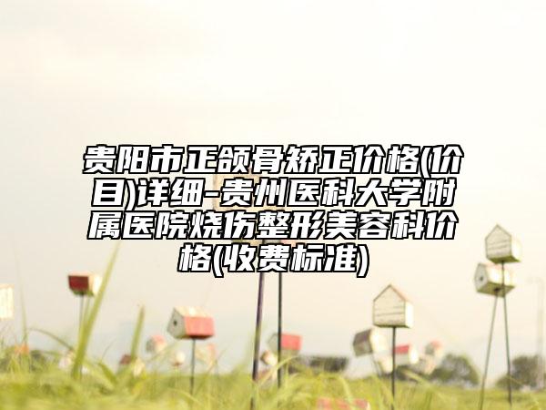 贵阳市正颌骨矫正价格(价目)详细-贵州医科大学附属医院烧伤整形美容科价格(收费标准)