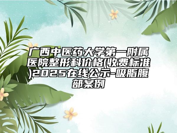 广西中医药大学第一附属医院整形科价格(收费标准)2025在线公示-吸脂腹部案例