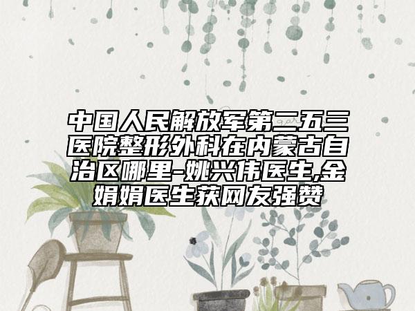中国人民解放军第二五三医院整形外科在内蒙古自治区哪里-姚兴伟医生,金娟娟医生获网友强赞