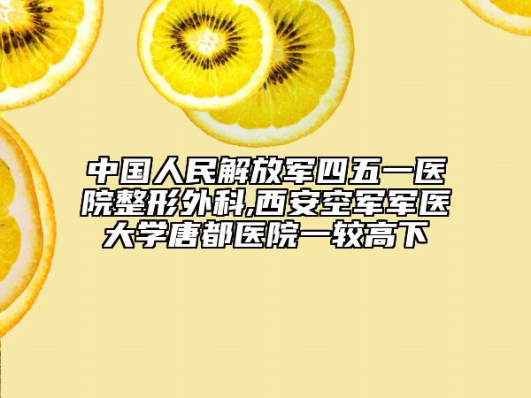 中国人民解放军四五一医院整形外科,西安空军军医大学唐都医院一较高下
