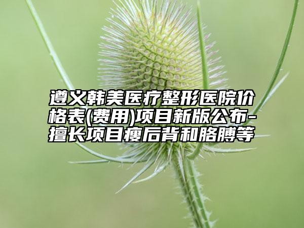 遵义韩美医疗整形医院价格表(费用)项目新版公布-擅长项目瘦后背和胳膊等