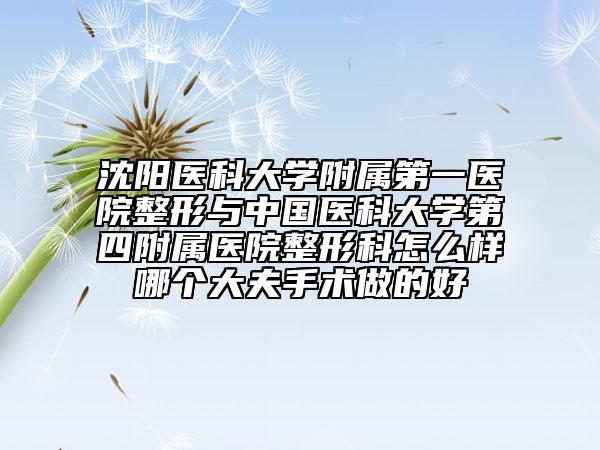 沈阳医科大学附属第一医院整形与中国医科大学第四附属医院整形科怎么样哪个大夫手术做的好