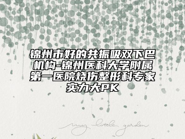 锦州市好的共振吸双下巴机构-锦州医科大学附属第一医院烧伤整形科专家实力大PK