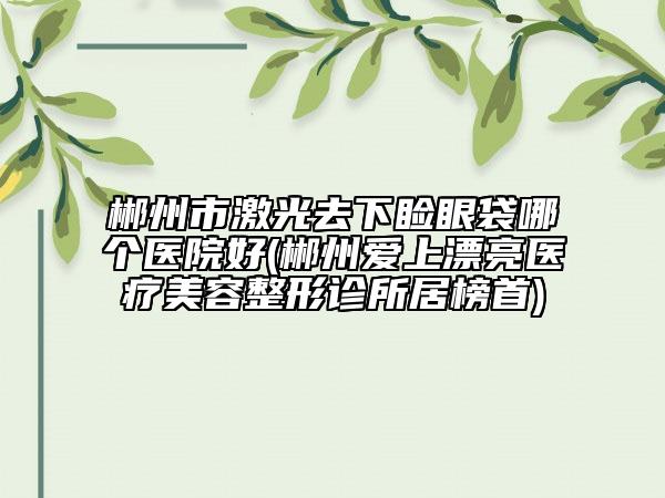 郴州市激光去下睑眼袋哪个医院好(郴州爱上漂亮医疗美容整形诊所居榜首)