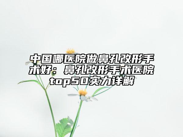 中国哪医院做鼻孔改形手术好：鼻孔改形手术医院top50实力详解