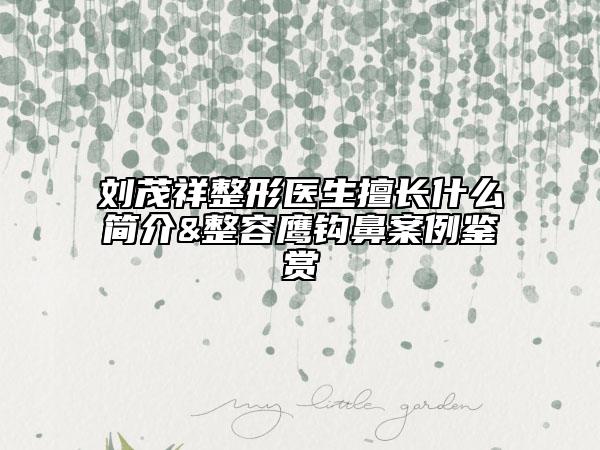 刘茂祥整形医生擅长什么简介&整容鹰钩鼻案例鉴赏