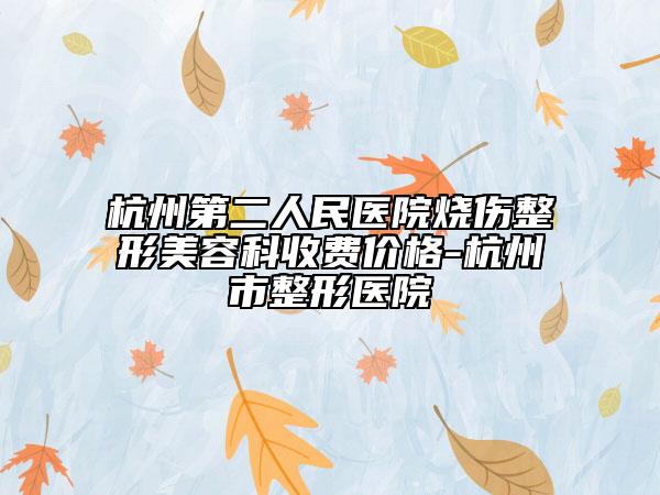 杭州第二人民医院烧伤整形美容科收费价格-杭州市整形医院