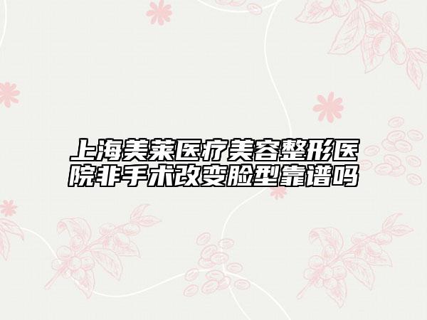上海美莱医疗美容整形医院非手术改变脸型靠谱吗