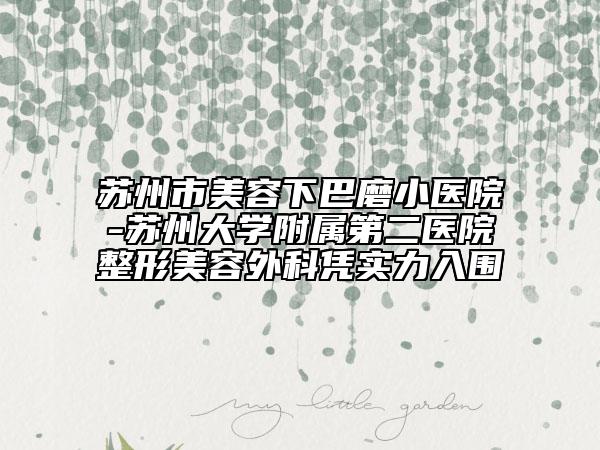 苏州市美容下巴磨小医院-苏州大学附属第二医院整形美容外科凭实力入围