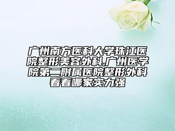 广州南方医科大学珠江医院整形美容外科,广州医学院第二附属医院整形外科看看哪家实力强