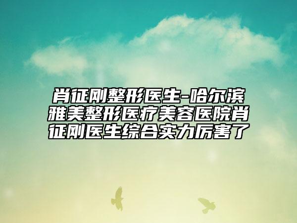 肖征刚整形医生-哈尔滨雅美整形医疗美容医院肖征刚医生综合实力厉害了