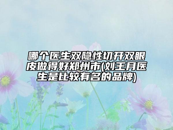 哪个医生双隐性切开双眼皮做得好郑州市(刘王月医生是比较有名的品牌)