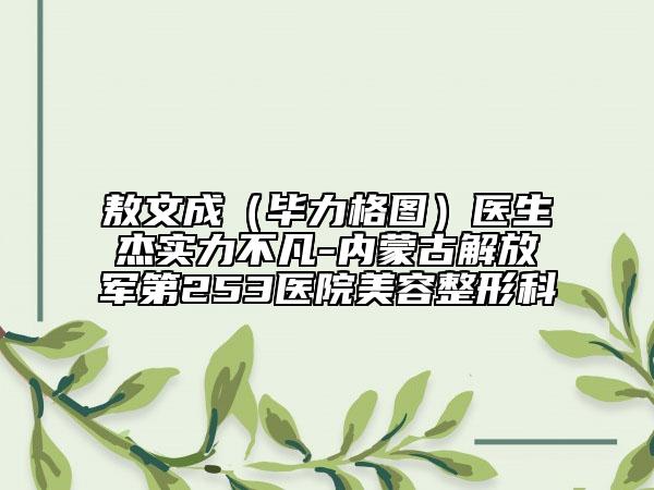 敖文成（毕力格图）医生杰实力不凡-内蒙古解放军第253医院美容整形科