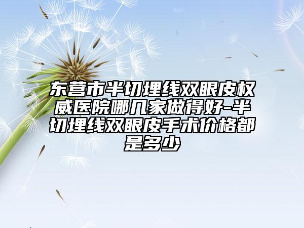 东营市半切埋线双眼皮权威医院哪几家做得好-半切埋线双眼皮手术价格都是多少