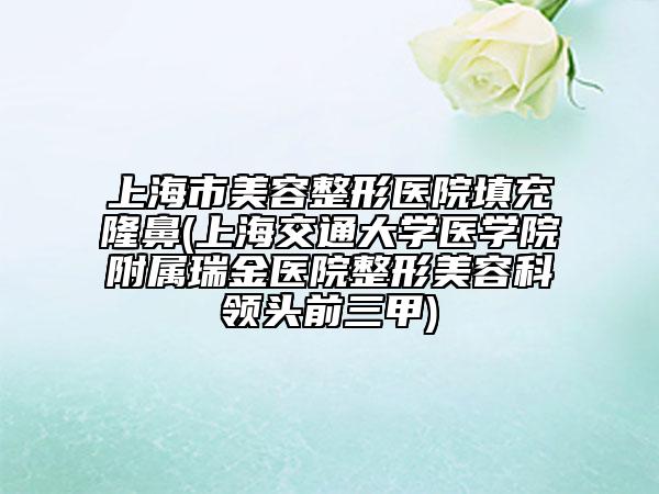上海市美容整形医院填充隆鼻(上海交通大学医学院附属瑞金医院整形美容科领头前三甲)
