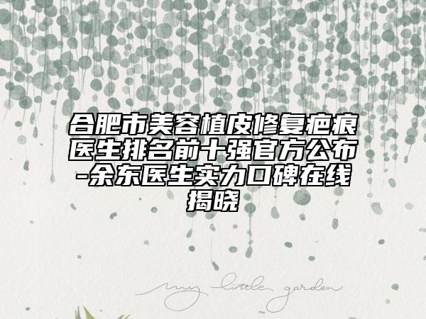 合肥市美容植皮修复疤痕医生排名前十强官方公布-余东医生实力口碑在线揭晓