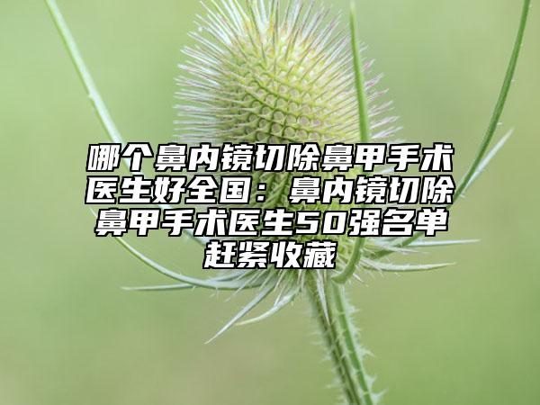 哪个鼻内镜切除鼻甲手术医生好全国：鼻内镜切除鼻甲手术医生50强名单赶紧收藏
