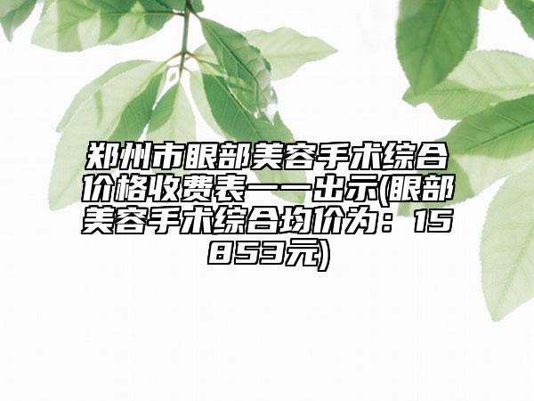 郑州市眼部美容手术综合价格收费表一一出示(眼部美容手术综合均价为：15853元)