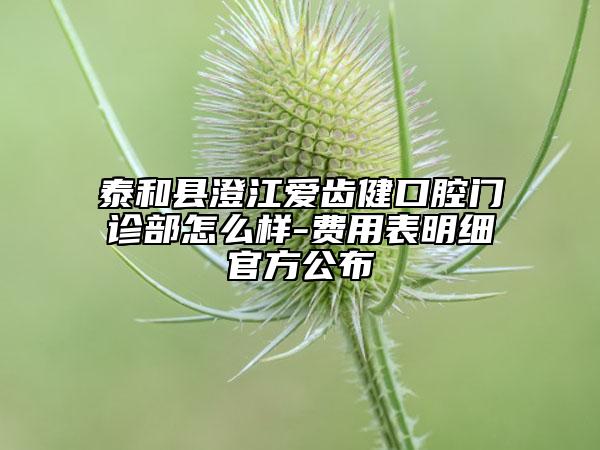泰和县澄江爱齿健口腔门诊部怎么样-费用表明细官方公布