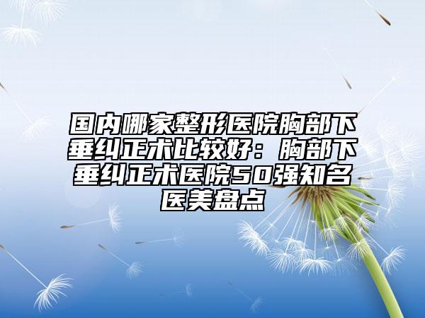 国内哪家整形医院胸部下垂纠正术比较好：胸部下垂纠正术医院50强知名医美盘点