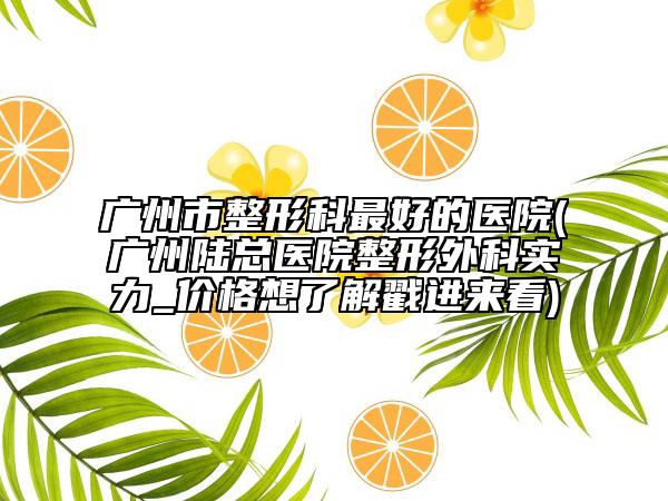 广州市整形科最好的医院(广州陆总医院整形外科实力_价格想了解戳进来看)