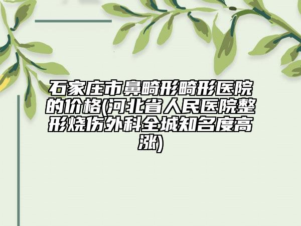 石家庄市鼻畸形畸形医院的价格(河北省人民医院整形烧伤外科全城知名度高涨)