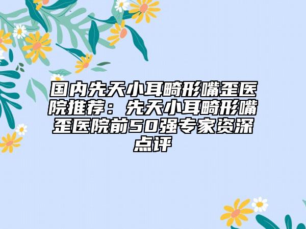 国内先天小耳畸形嘴歪医院推荐：先天小耳畸形嘴歪医院前50强专家资深点评
