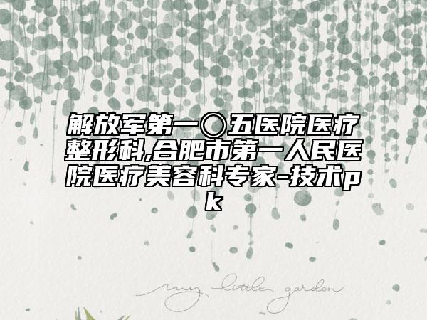 解放军第一〇五医院医疗整形科,合肥市第一人民医院医疗美容科专家-技术pk