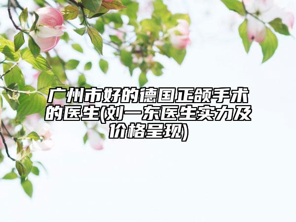 广州市好的德国正颌手术的医生(刘一东医生实力及价格呈现)