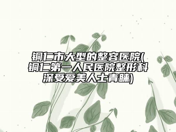 铜仁市大型的整容医院(铜仁第一人民医院整形科深受爱美人士青睐)