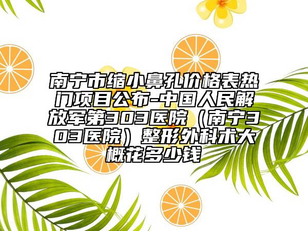 南宁市缩小鼻孔价格表热门项目公布-中国人民解放军第303医院（南宁303医院）整形外科术大概花多少钱