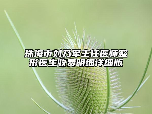 珠海市刘乃军主任医师整形医生收费明细详细版
