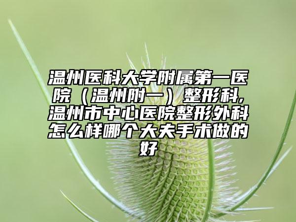 温州医科大学附属第一医院（温州附一）整形科,温州市中心医院整形外科怎么样哪个大夫手术做的好