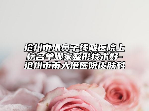 沧州市塌鼻子线雕医院上榜名单哪家整形技术好-沧州市南大港医院皮肤科
